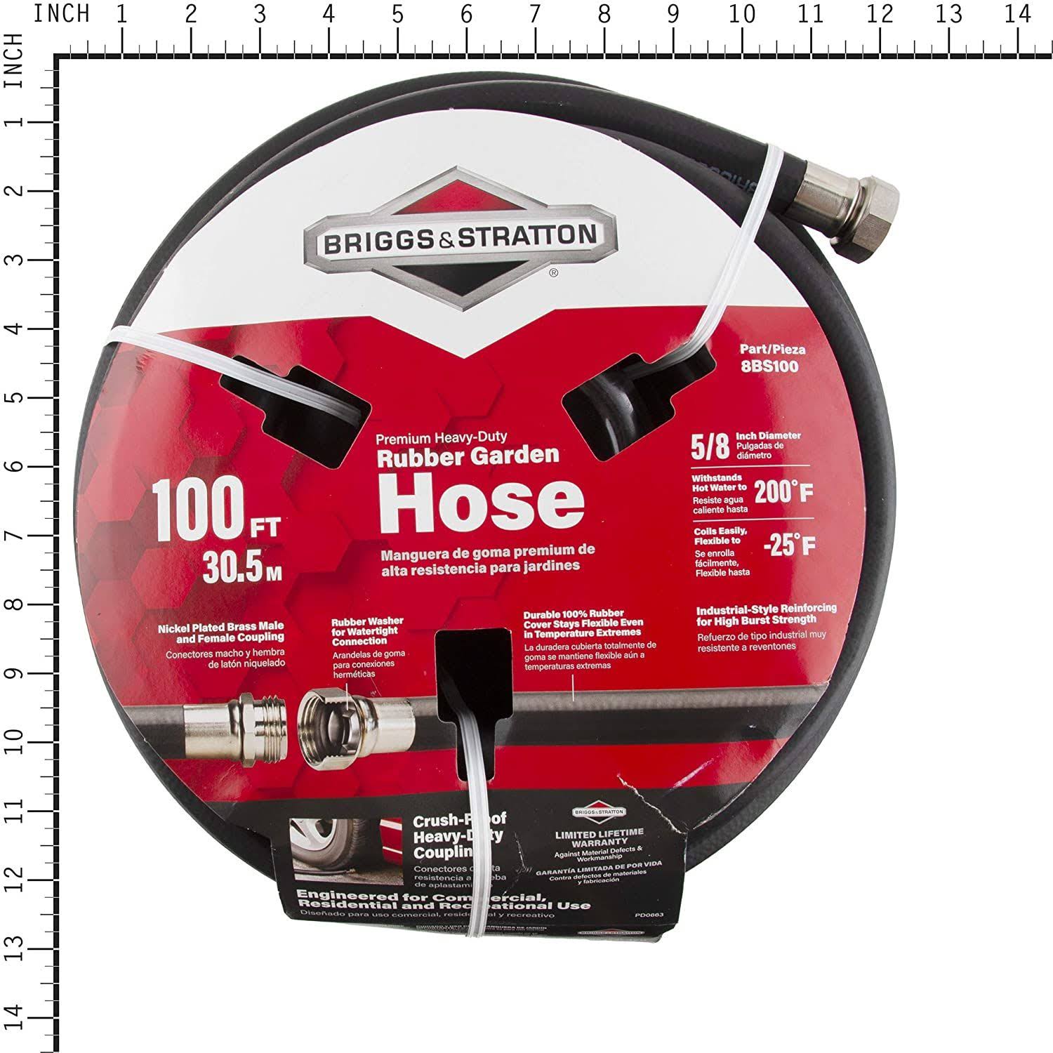 Briggs and Stratton 8bs100 100-Foot Premium Heavy-Duty Rubber Garden Hose