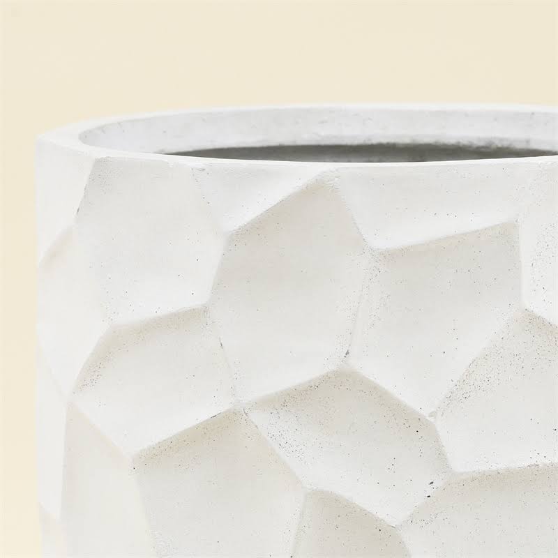 Luxen Home 22.4x22 MGO Fiberclay White Wavy Tall Planter