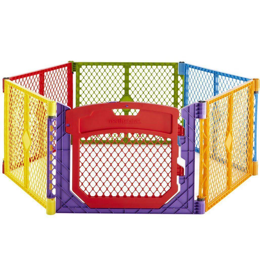 North States Ns8750 Superyard Colorplay Ultimate Freestanding 6 Panel Playpen - Multi-Color