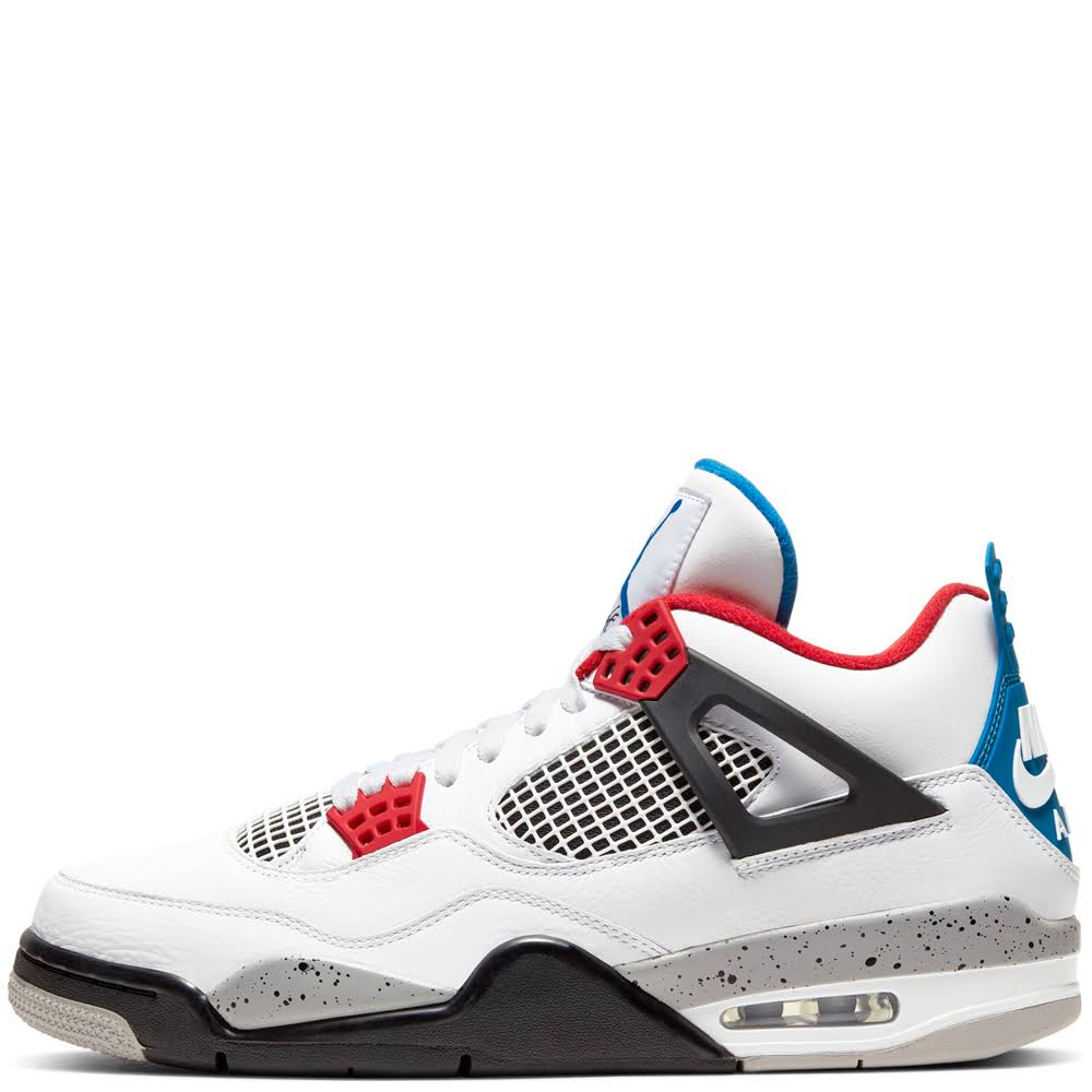 Nike Air Jordan 4 Retro SE 鈥淲hat The鈥?Sneakers - White/Fire Red/Tech Grey/Military Blue - 15