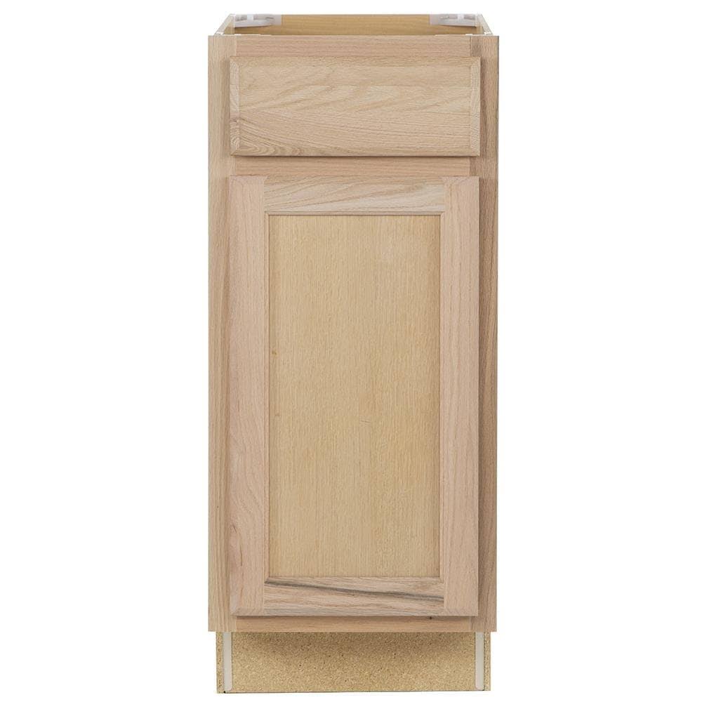 Project Source 15-in W x 35-in H x 23.75-in D Natural Unfinished Oak Door and Drawer Base Stock Cabinet in Brown | 33A B15R