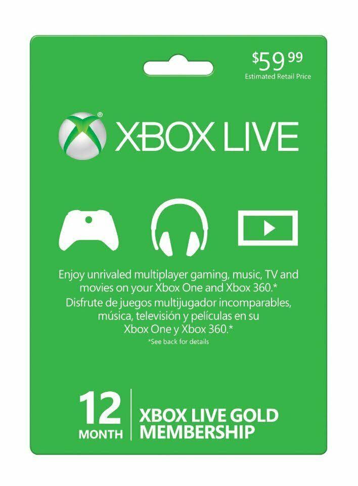 Microsoft Xbox Live 12 Month Gold Membership Card