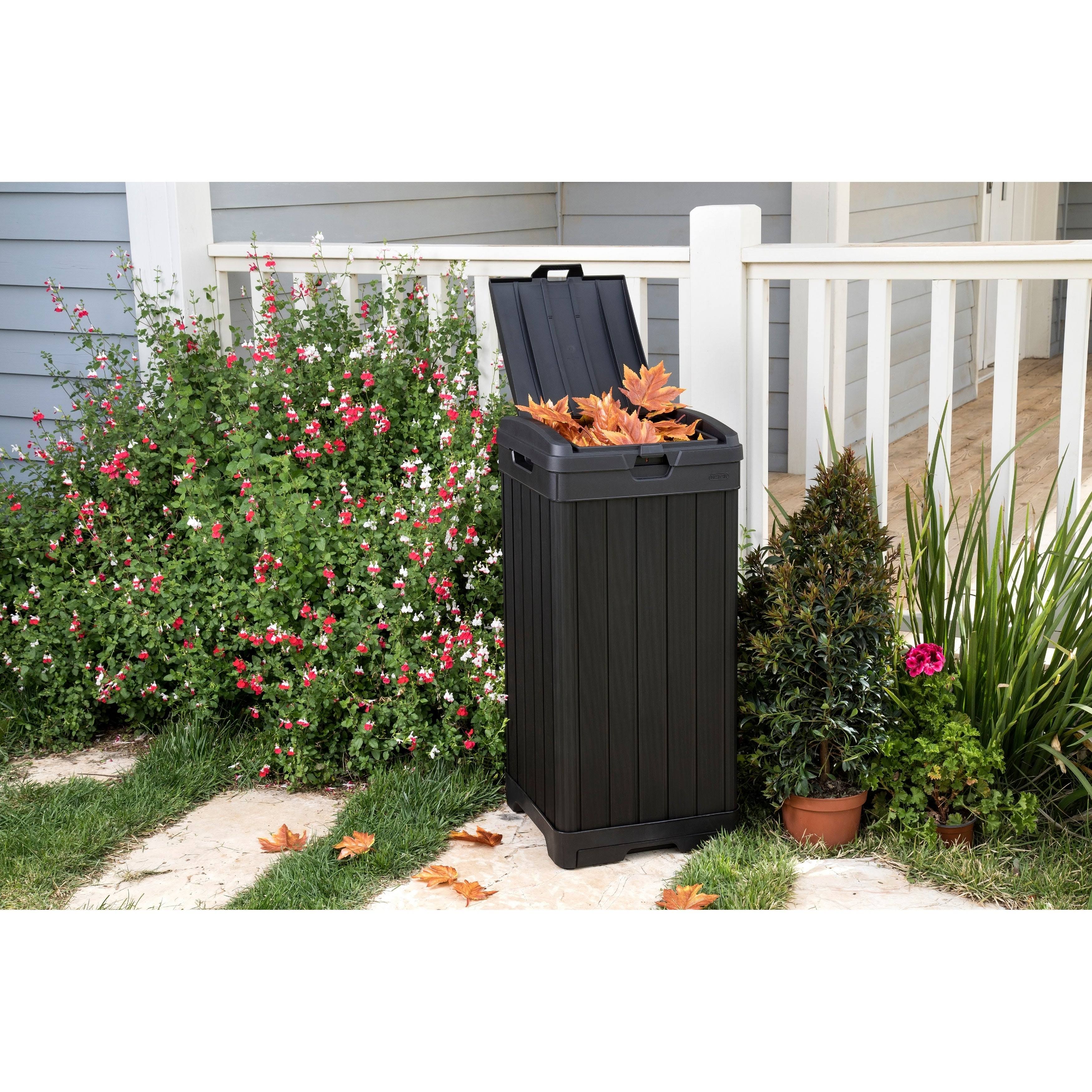 Keter 240770 Baltimore Outdoor Trash Can, Black