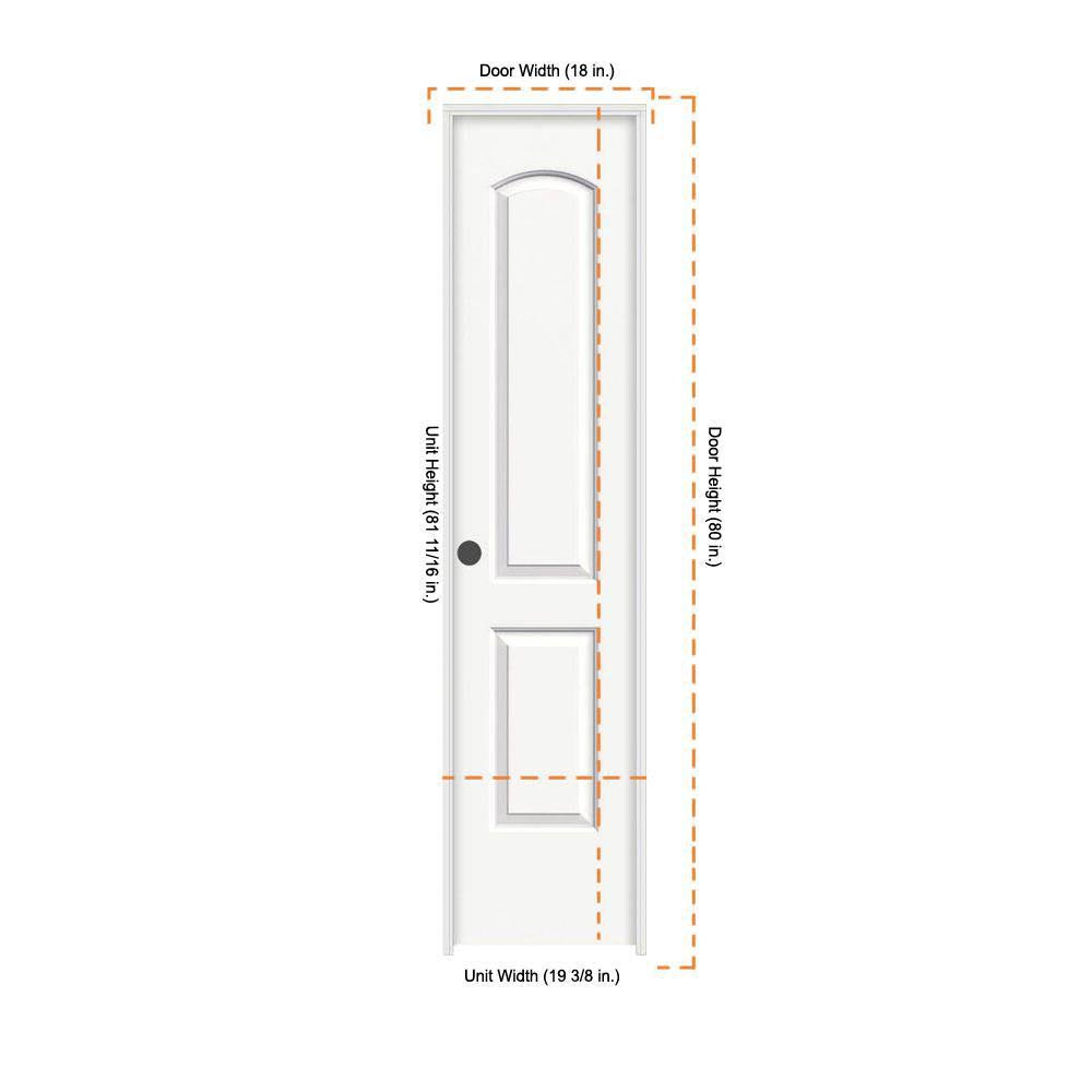 JELD-WEN 18 in. x 80 in. Continental White Painted Right-Hand Smooth Molded Composite MDF Single Prehung Interior Door