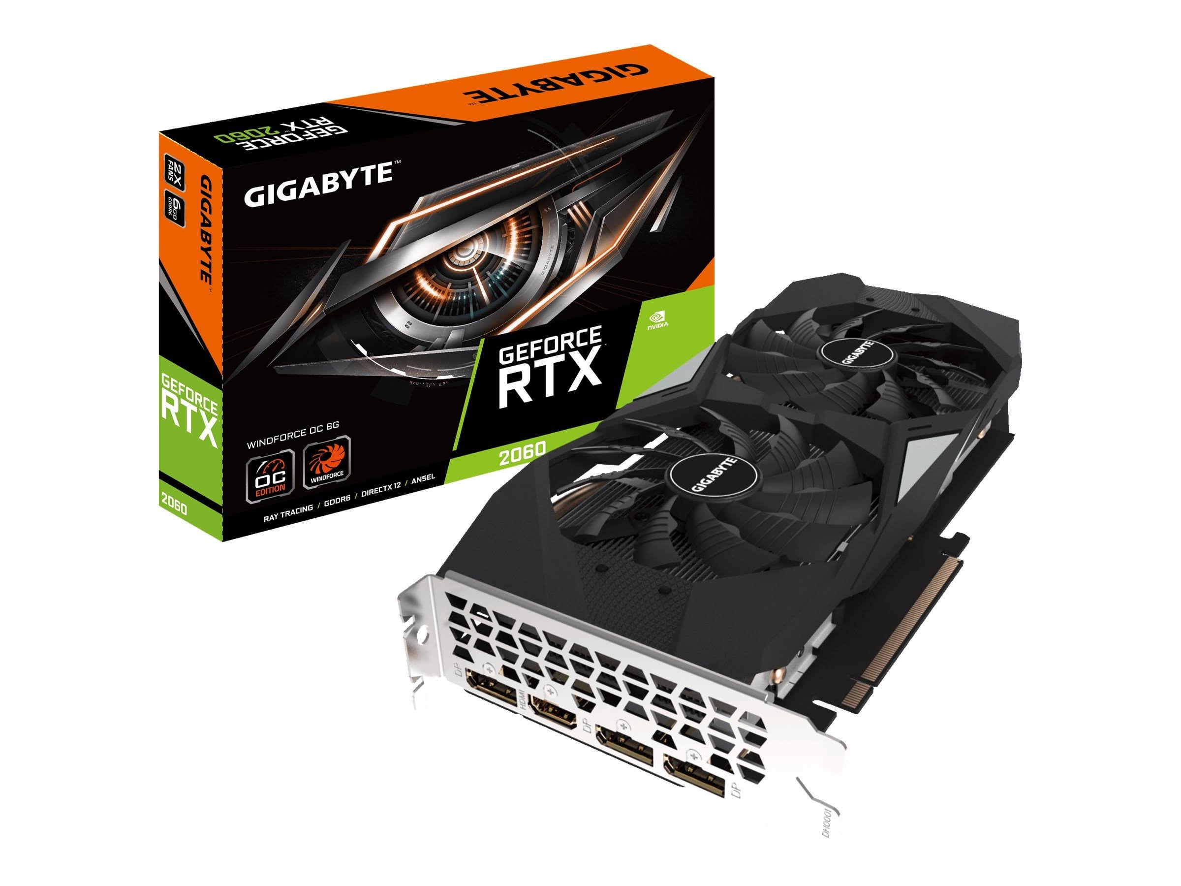 Gigabyte GeForce RTX 2060 RTX 2060 WINDFORCE OC 6G (rev. 2.0) Graphics Card - 6 GB GDDR6 - 192-bit