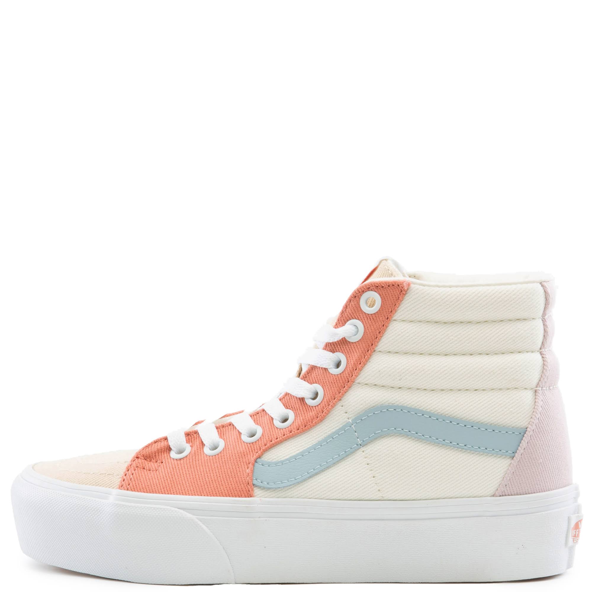 Vans Twill Sk8-Hi Platform 2.0 (Pastel Block/True White) 8.5 Men \x3d 10.0 Women