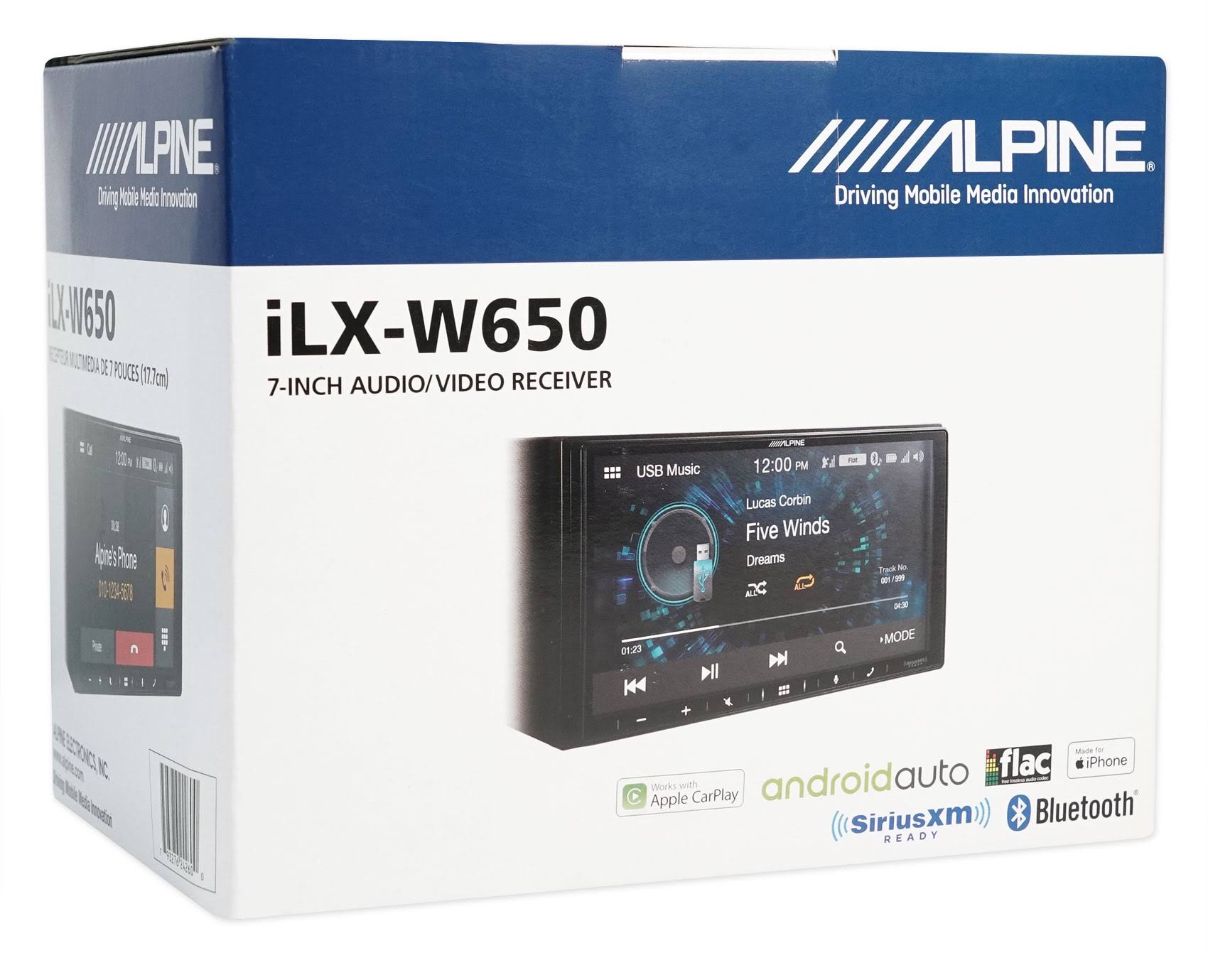 Alpine iLX-W650 7x22 Digital Media Bluetooth CarPlay Receiver+KTA-450 Power Pack
