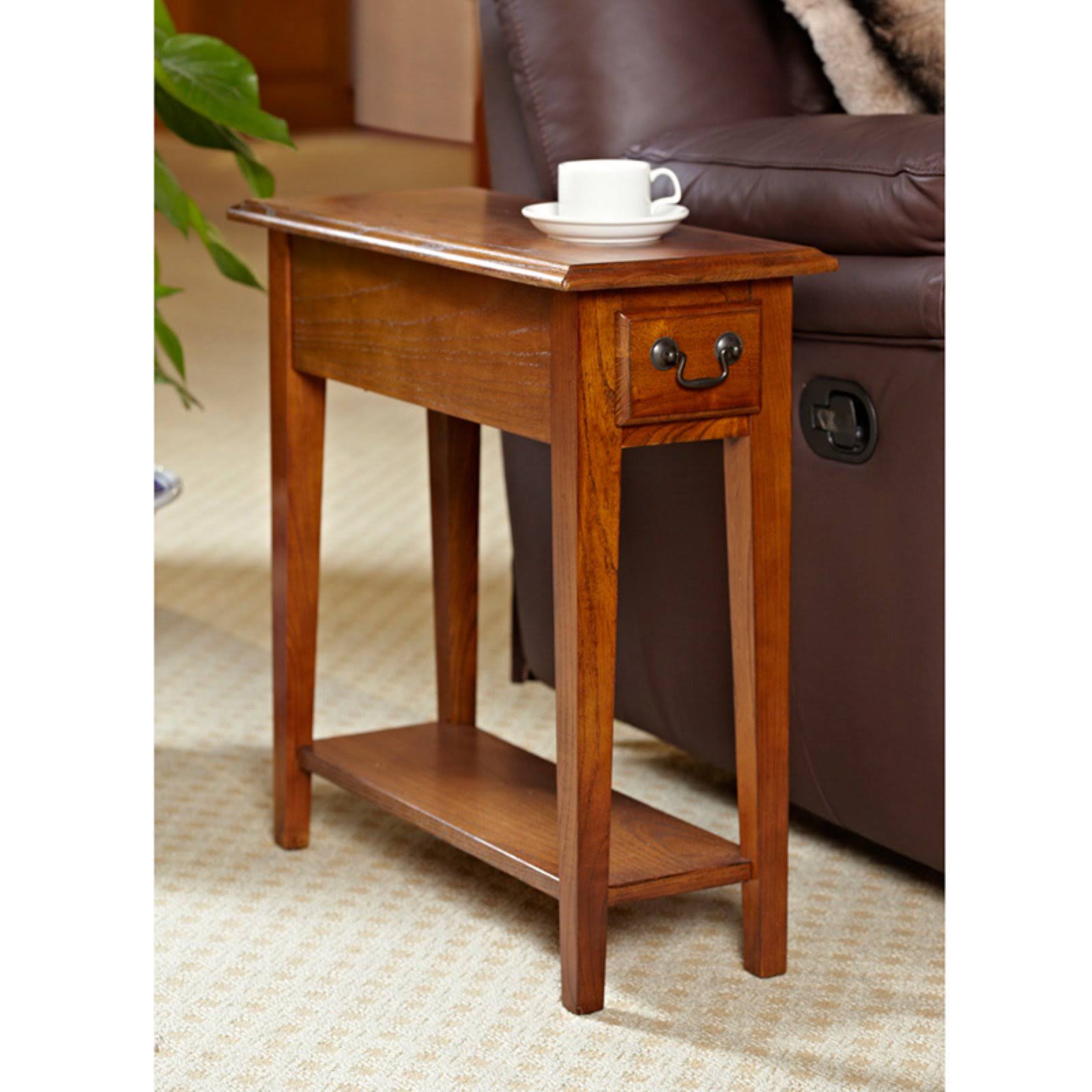 Hardwood Chairside End Table, Oak, 10x22