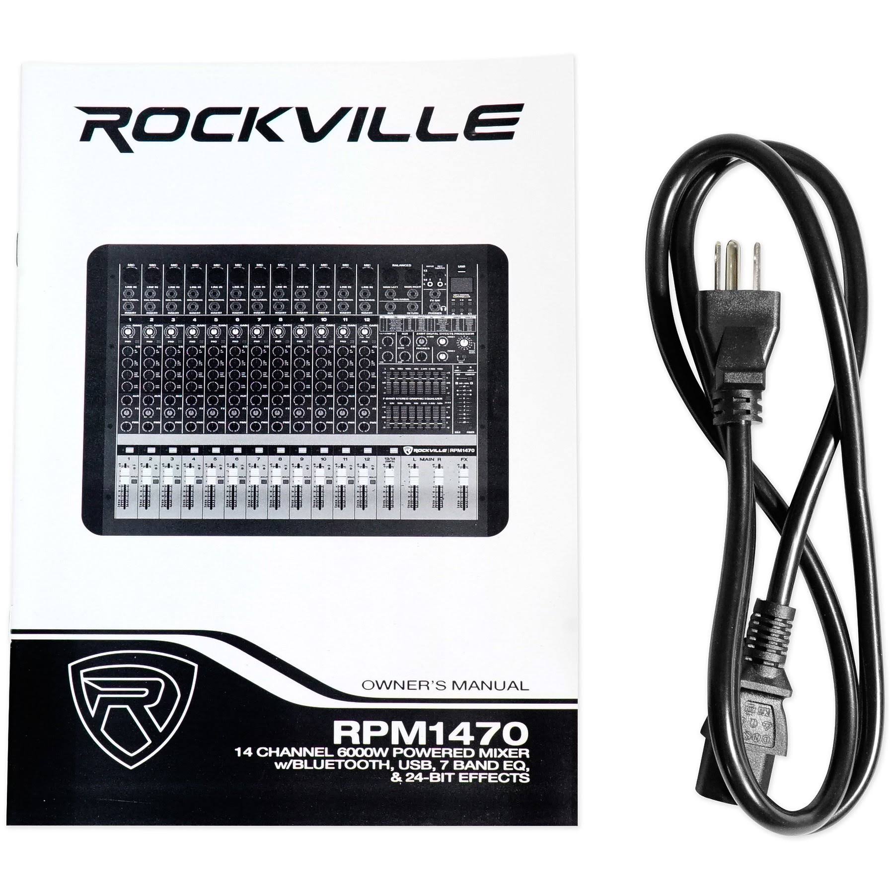 Rockville RPM1470 14-Channel 6000W Powered Mixer, USB, Effects for Church/School