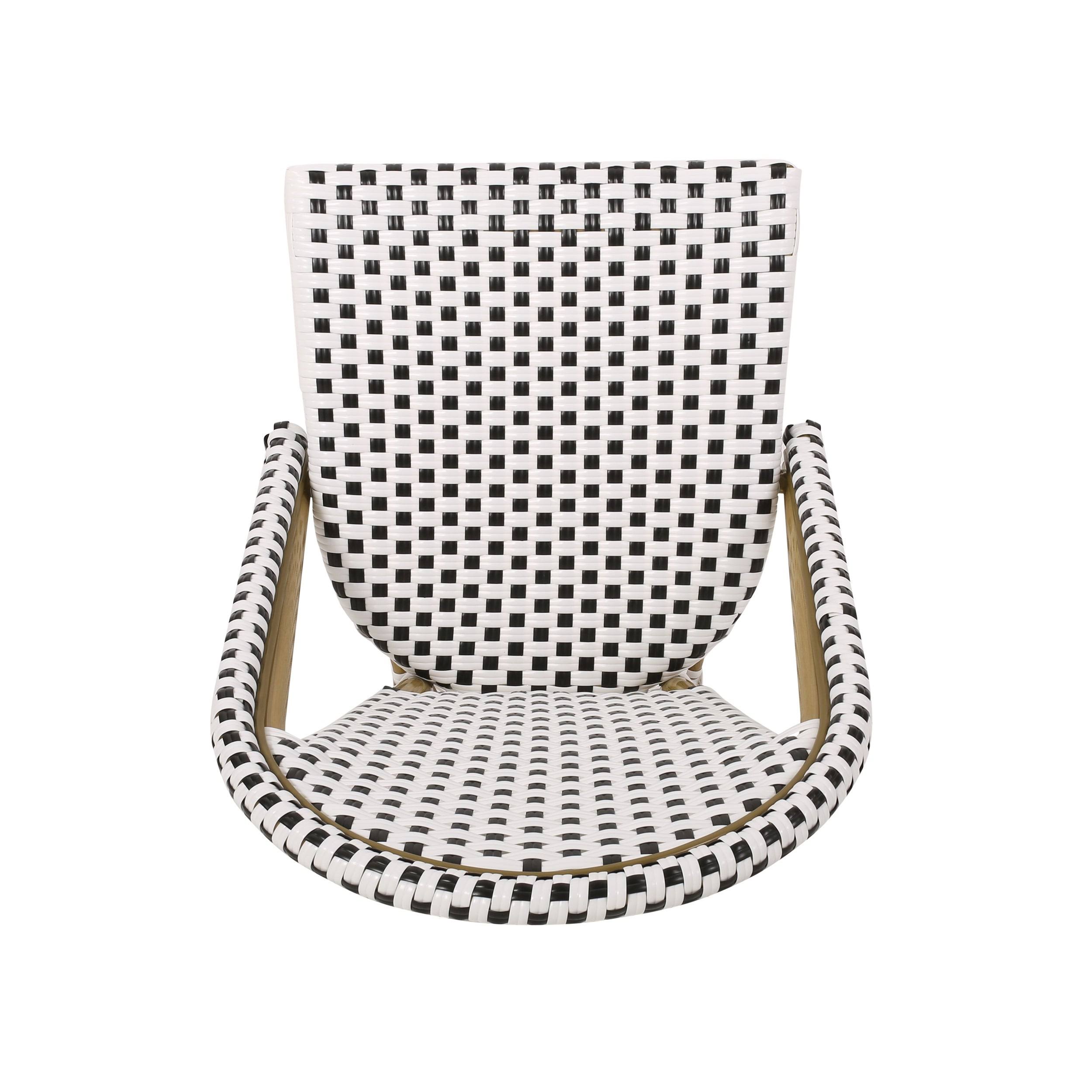 Elize Outdoor French Bistro Chair (Set of 4) by Christopher Knight Home - Black + White + Bamboo Print Finish