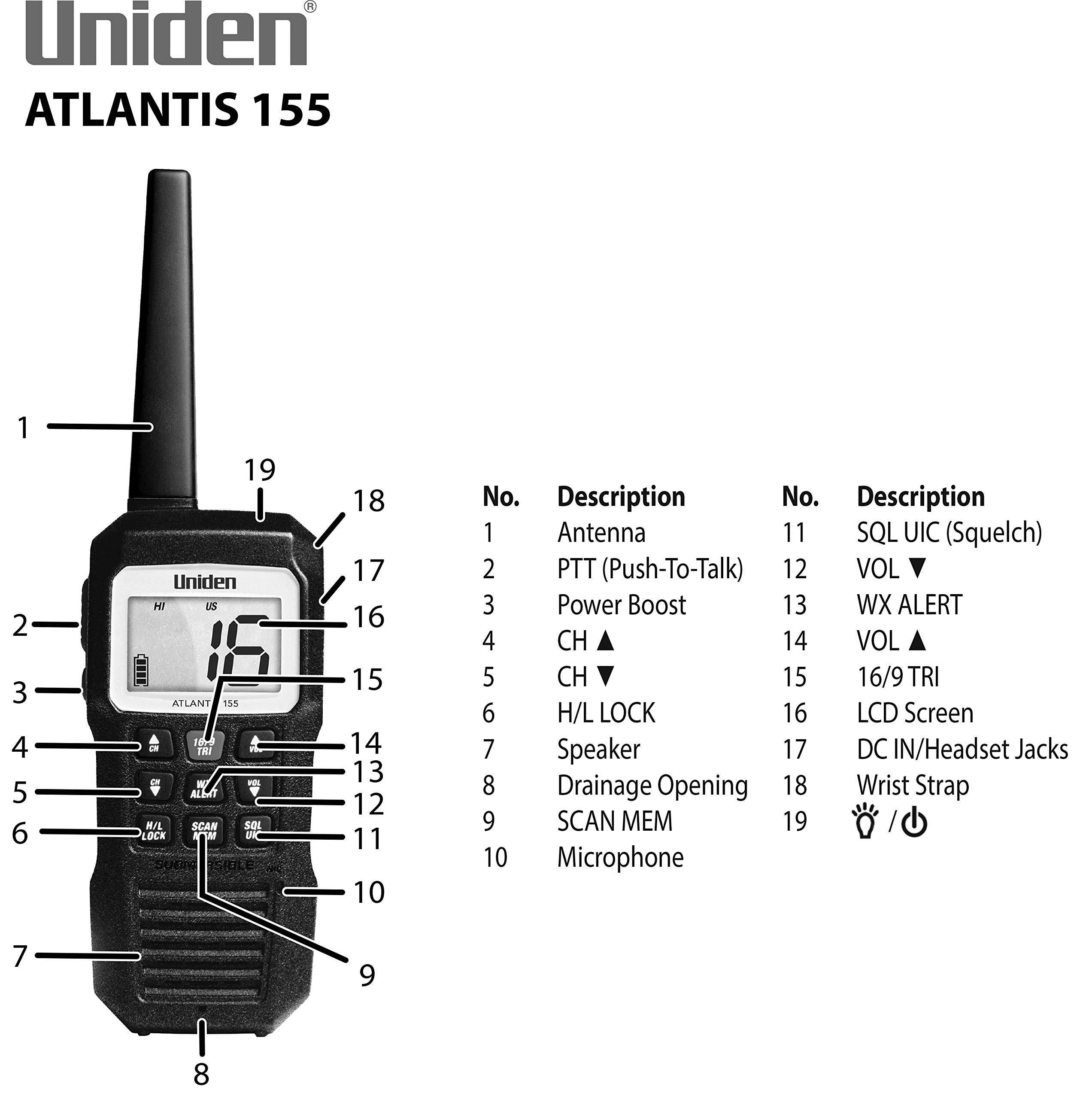 Uniden Atlantis 155 Floating Handheld VHF Marine Radio