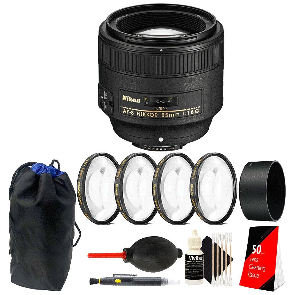 Nikon AF-S Nikkor 85mm f/1.8G Lens + 67mm Macro Lens Accessory Kit