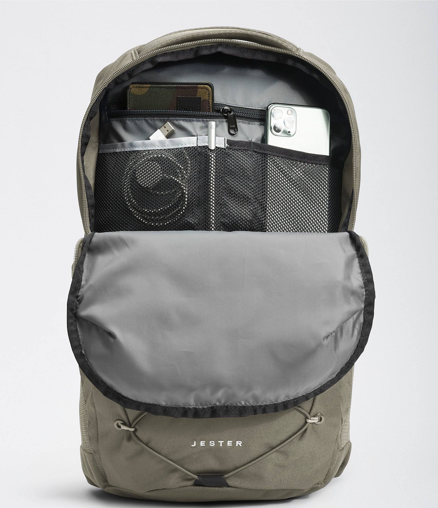 The North Face Jester Backpack (High Rise Grey Light Heather/Scarab Green)