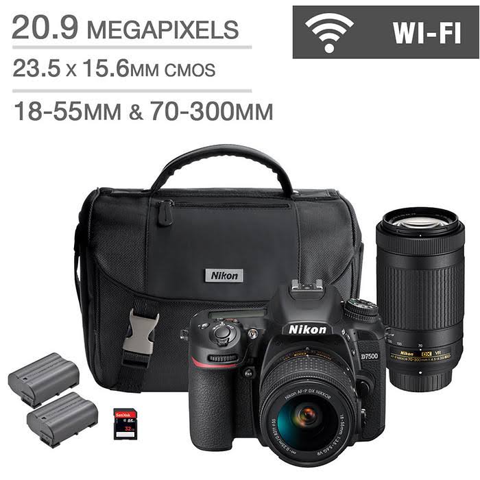 Nikon D7500 DSLR Camera 2 Lens Bundle