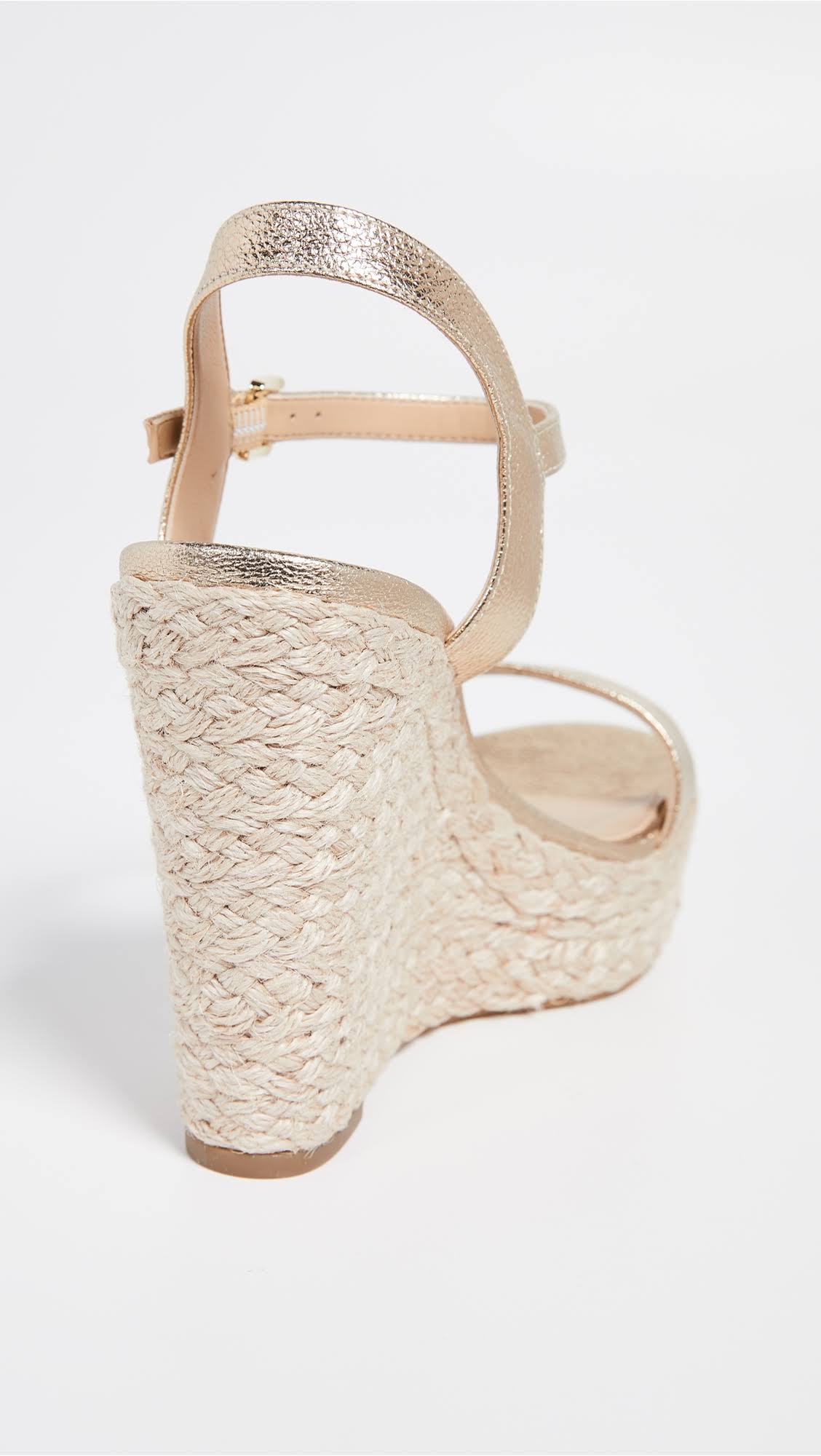 Michael Kors Jill Womens Metallic Leather Wedge Sandals, Pale Gold