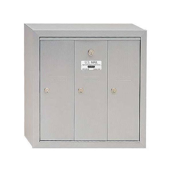 Salsbury Industries 3503ASU Vertical Mailbox - 3 Doors - Aluminum - Surface Mounted - USPS Access