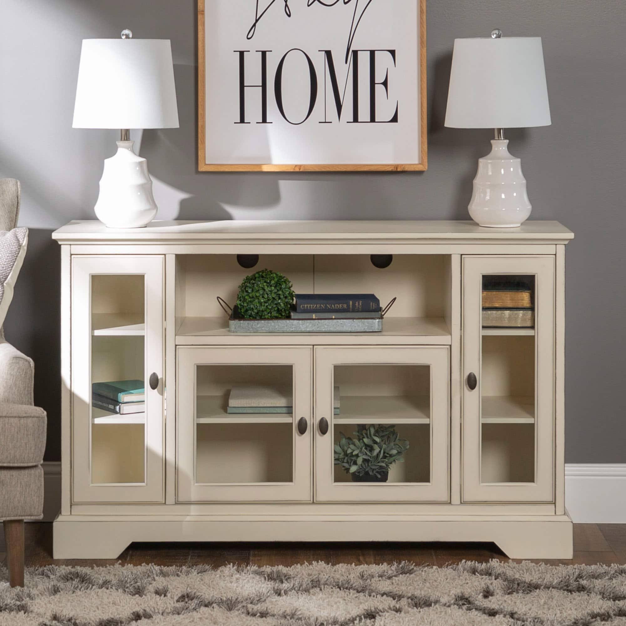 Middlebrook Designs 52-Inch Highboy TV Stand Console - Antique White