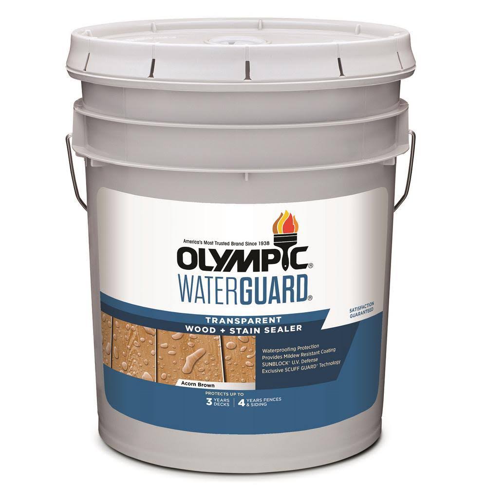 Olympic Waterguard 5 gal. Acorn Brown Transparent Wood Stain and Sealer