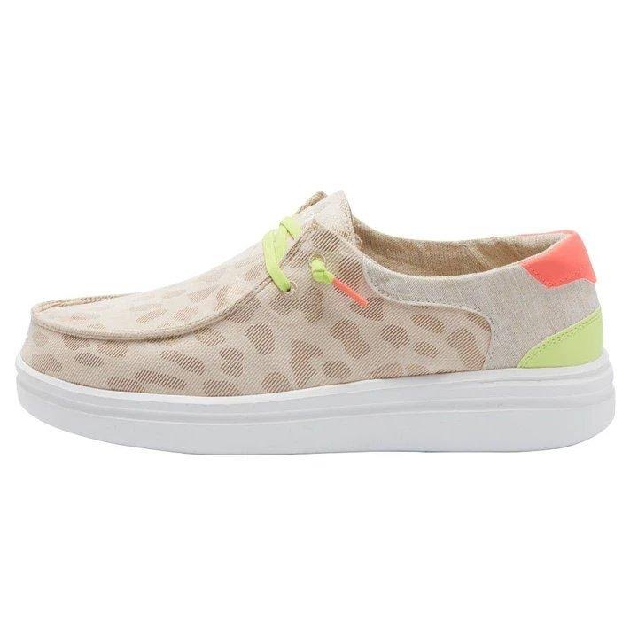 Hey Dude Wendy Rise Women's Shoes Leopard Neon Beige : 8 M
