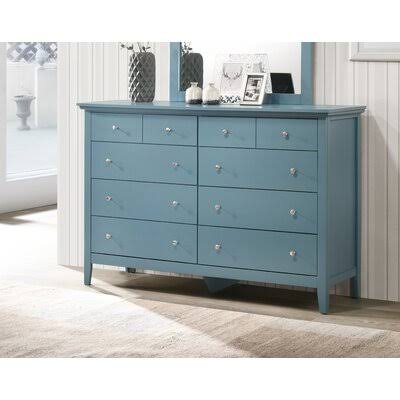 Sonja 8 Drawer Double Dresser Color: Teal Blue