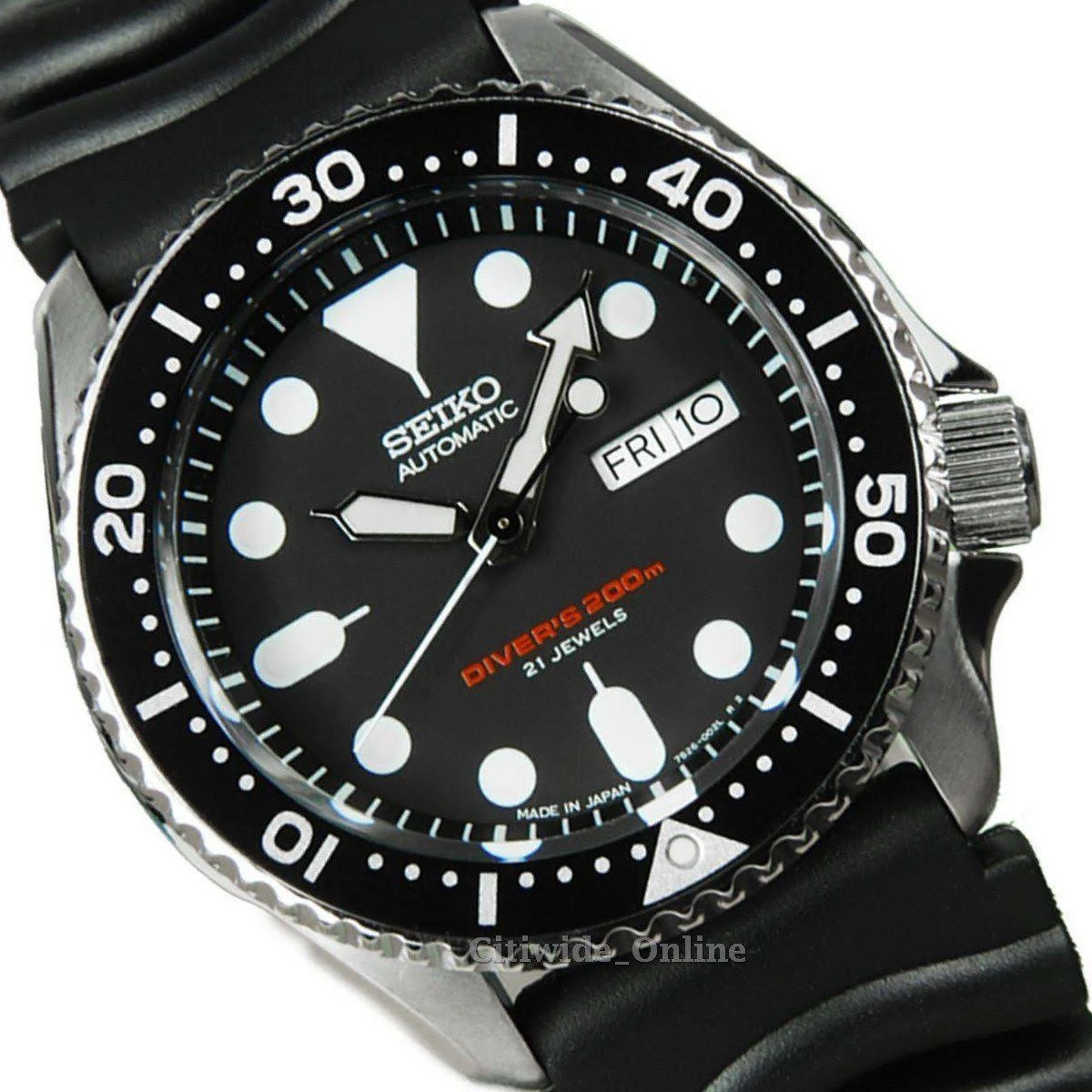 Seiko Men's SKX007J1 &Diver& Automatic Black Rubber Watch