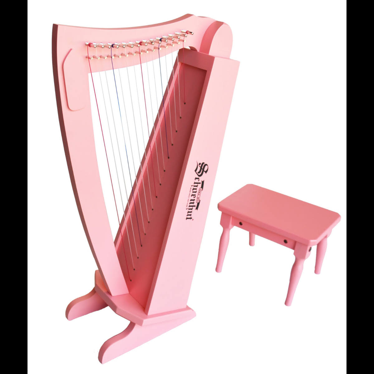 Schoenhut 15 String Harp W Bench Pink