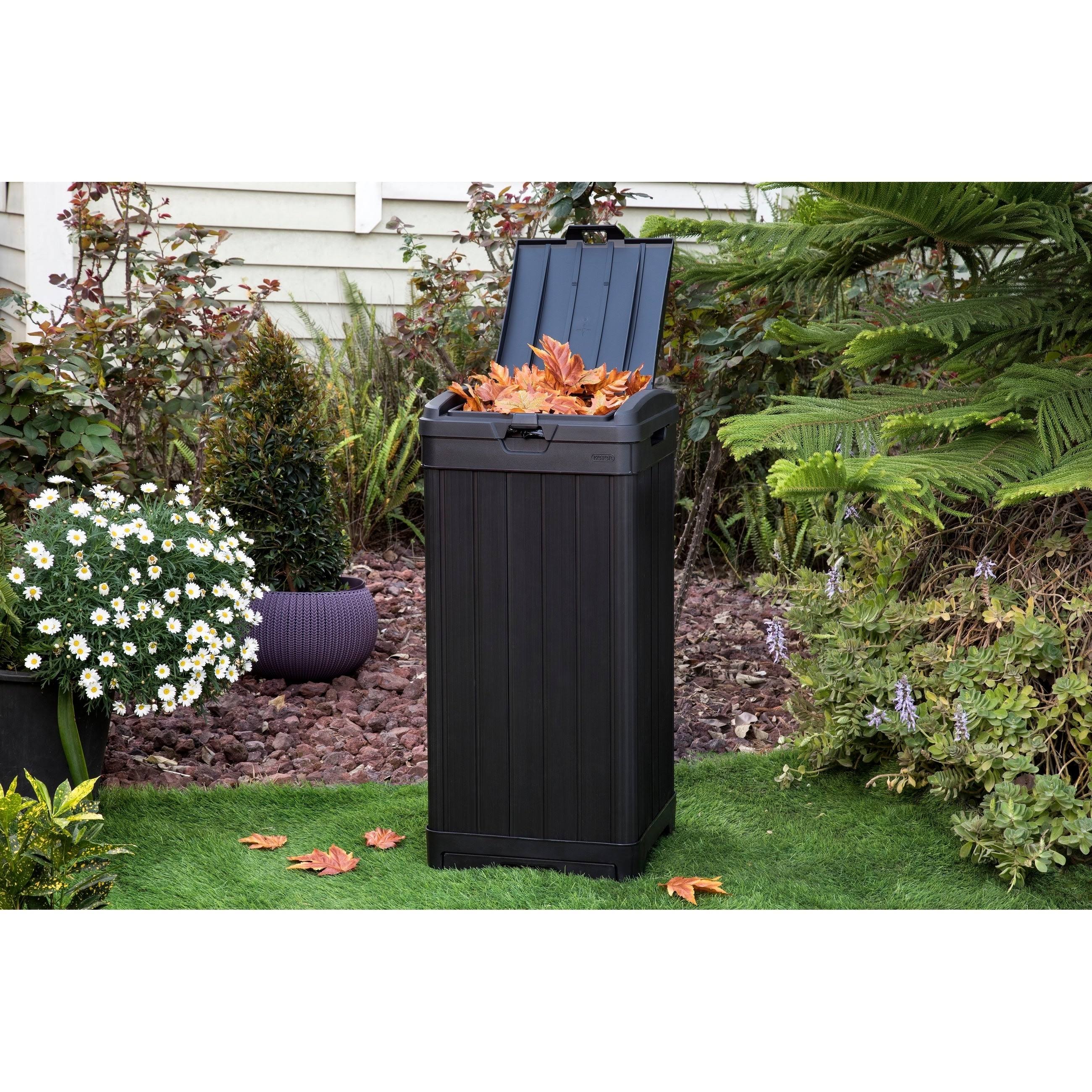 Keter 240770 Baltimore Outdoor Trash Can, Black