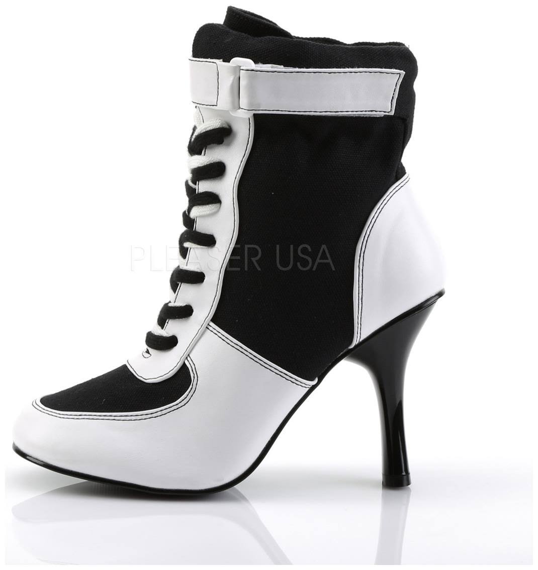 Funtasma Women's Referee 125 Canvas Ankle HIgh Boots, Black/White, 11