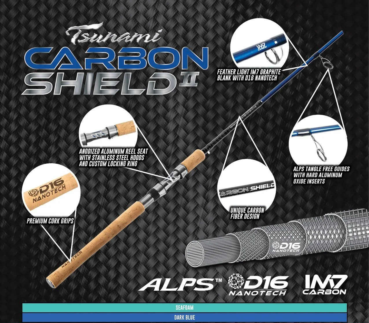 Tsunami Carbon Shield II Spinning Rod - TSCSHDII761M-B