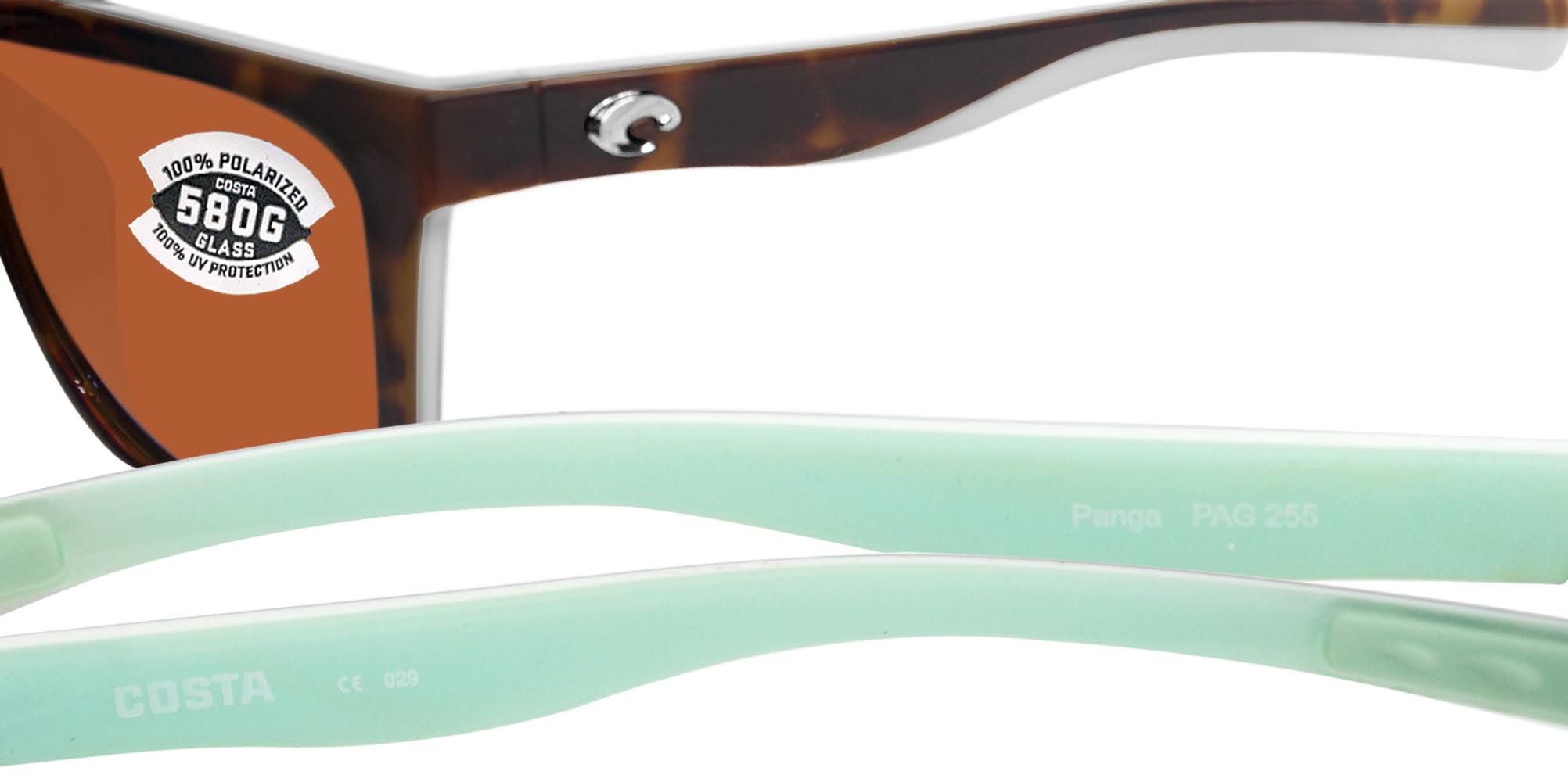 Costa Panga Shiny Tortoise/White/Seafoam Crystal Frame Copper 580G
