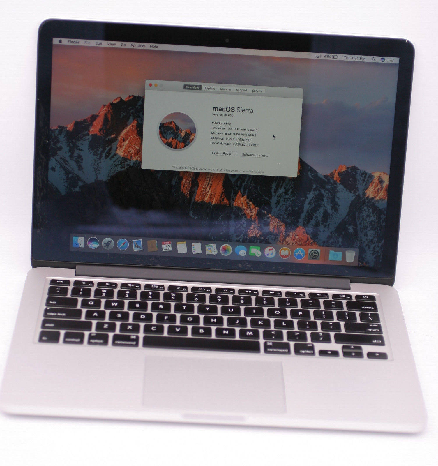 Apple MacBook Pro 13x22 Laptop Core i5 (4278U) 2.6GHz 8GB DDR3 240GB SSD