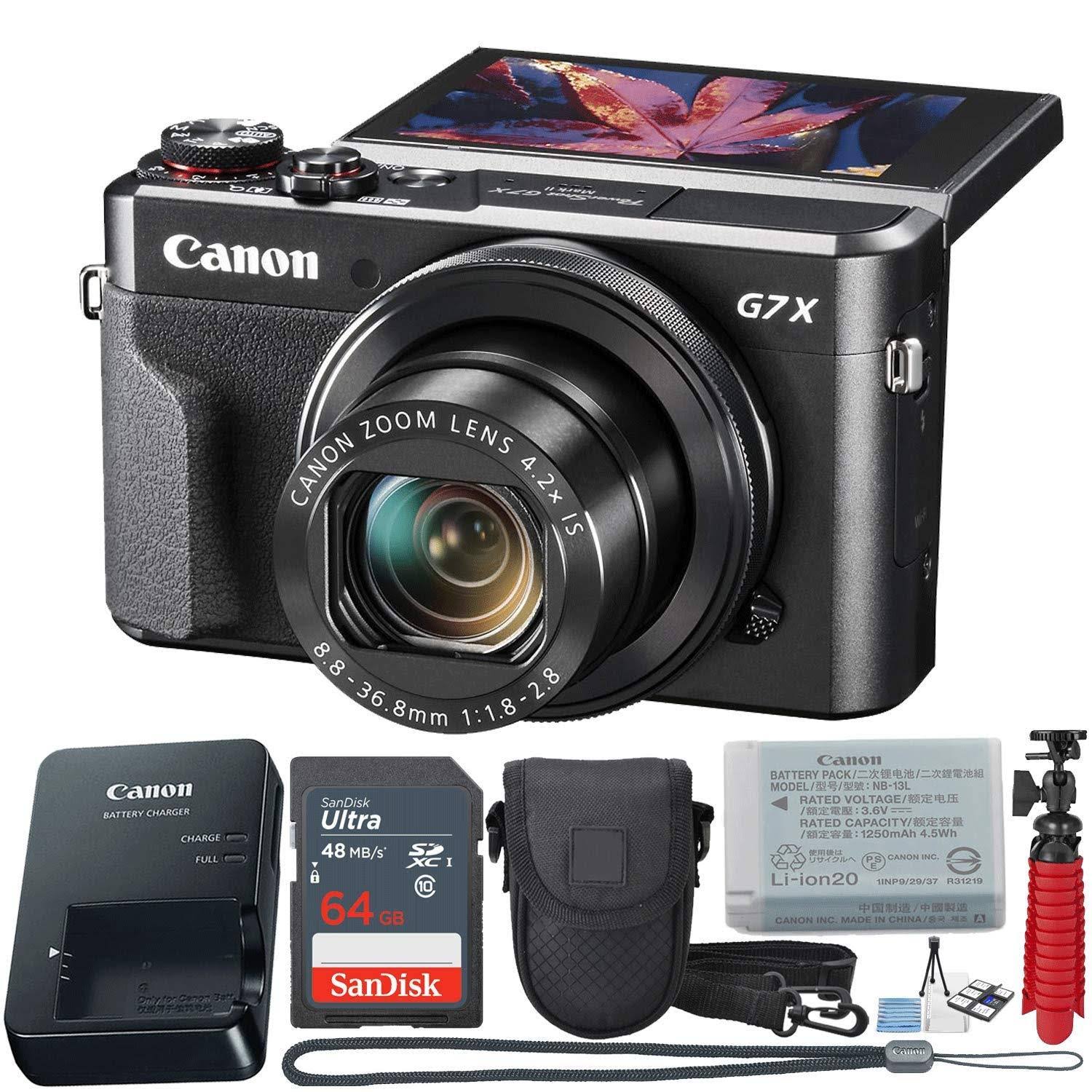 Canon PowerShot Digital Camera G7 x Mark II with Wi-Fi u0026 NFC, LCD Screen, and 1-Inch Sensor - Black 11 Piece Value Bundle