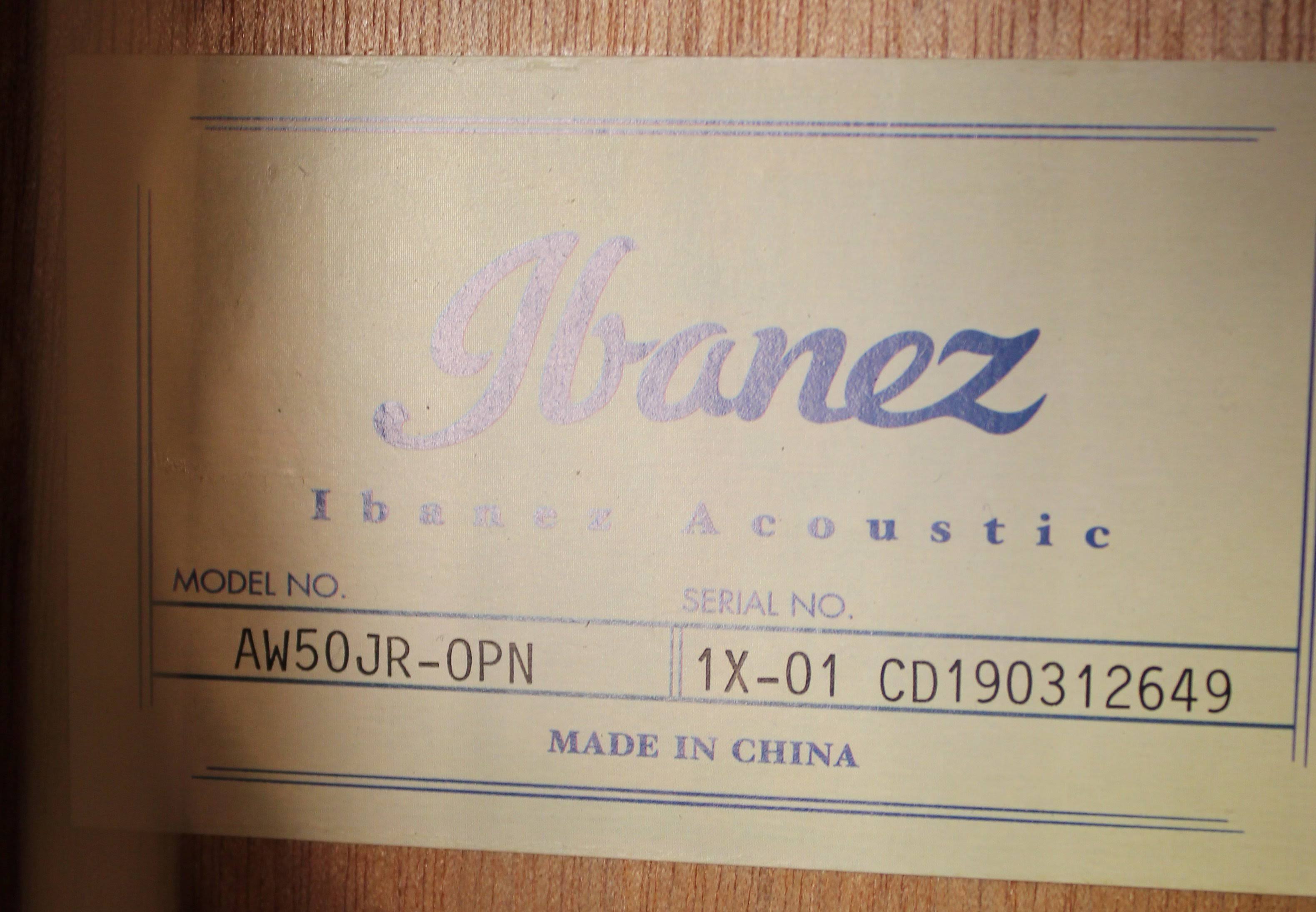 Ibanez AW50JROPN Artwood Acoustic Guitar Open Pore Natural