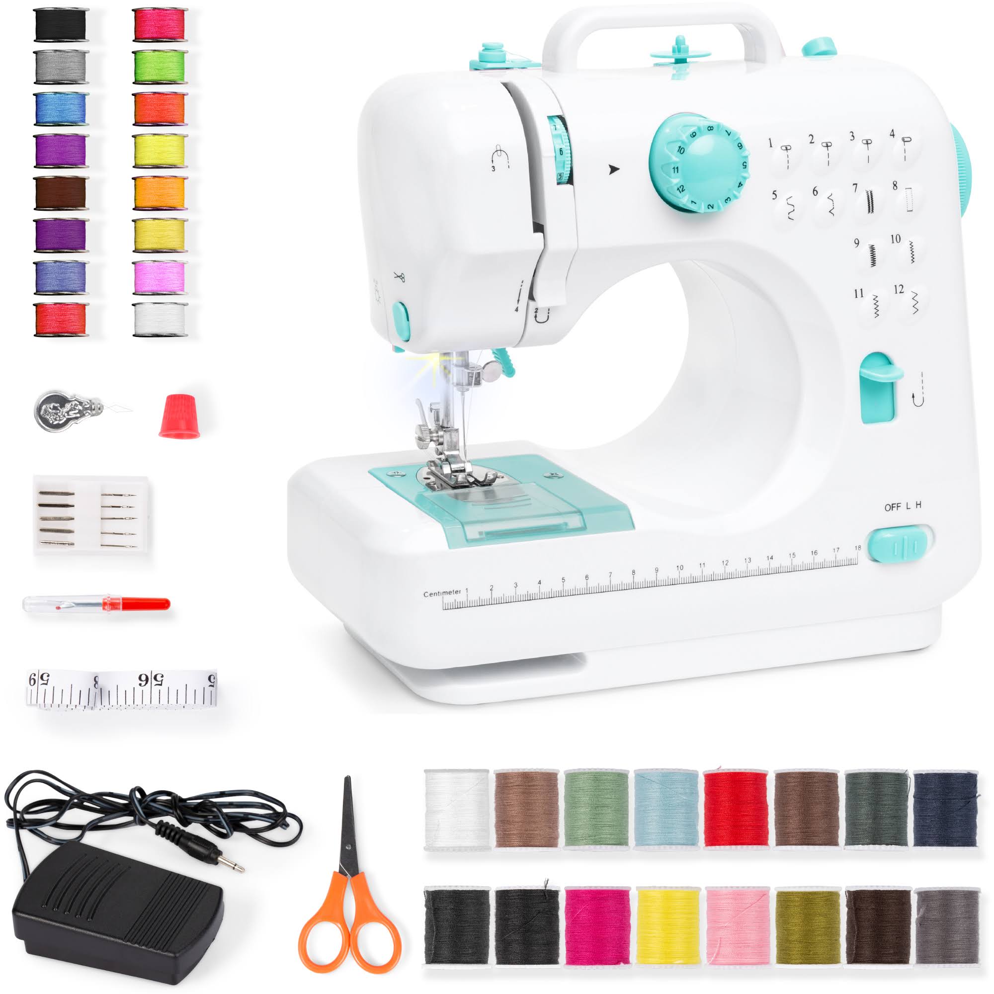 Best Choice Products 6V Portable Sewing Machine, 42-Piece Beginners Kit w/ 12 Stitch Patterns - Teal 82323462