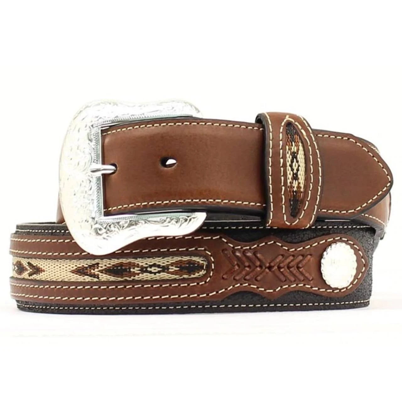 Nocona Mens Top Hand Fabric Inset Belt