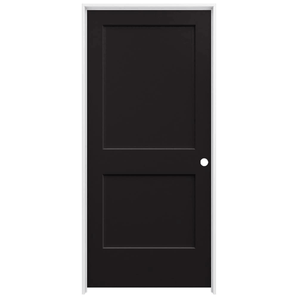 JELD-WEN 36 in. x 80 in. Monroe Black Painted Left-Hand Smooth Solid Core Molded Composite MDF Single Prehung Interior Door