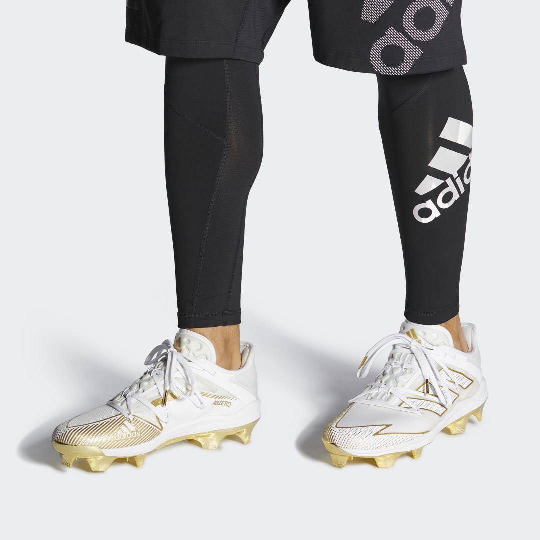 Adidas Men's Adizero Afterburner 7 Gold TPU Baseball Cleats, White