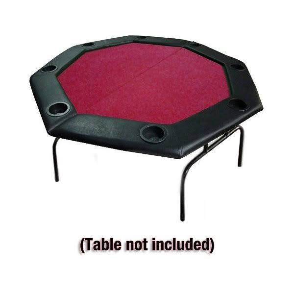 Brybelly 48 inch Folding Octagon Poker Tabletop with Cup Holders and Padded Rail, Red