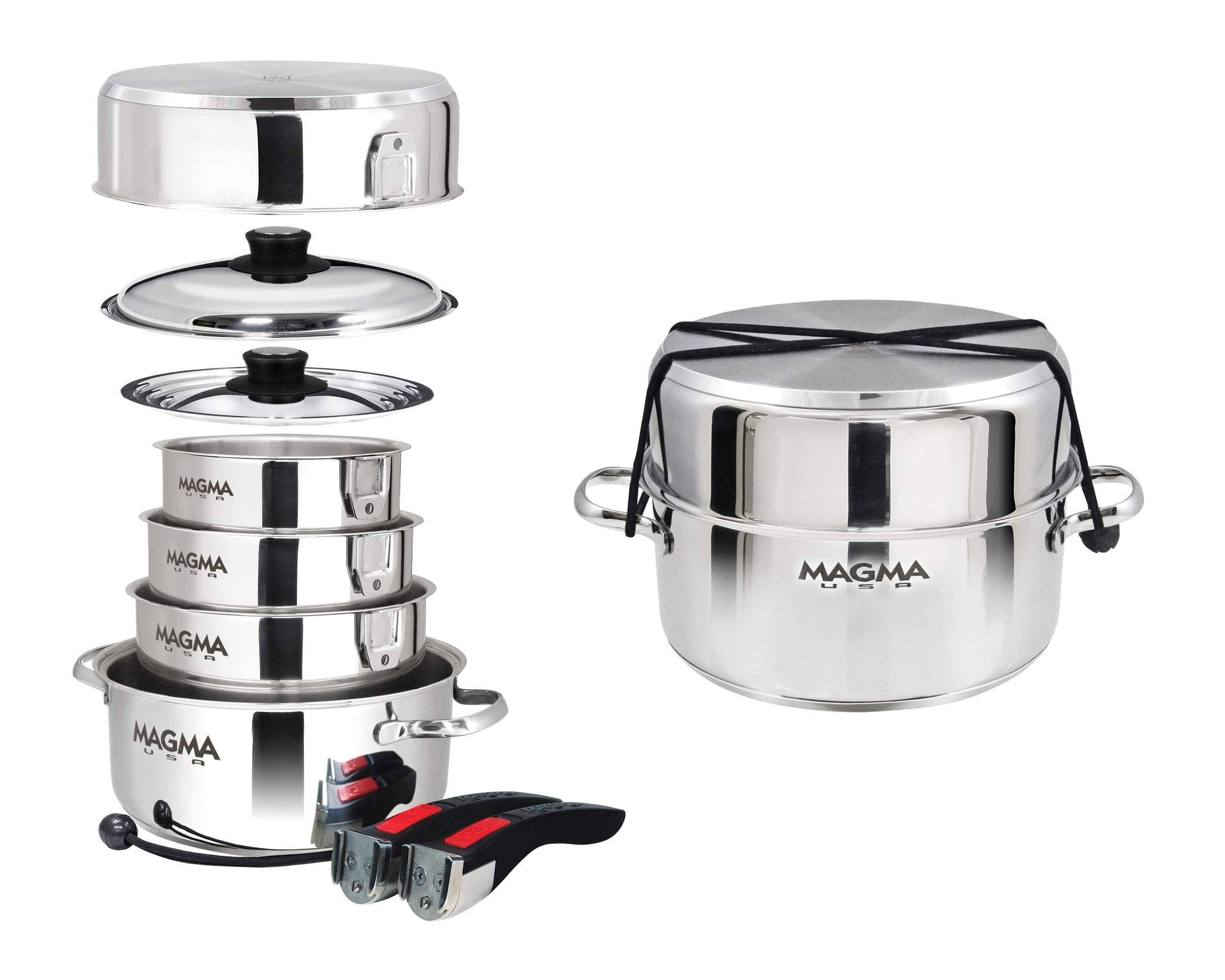 Magma Products A10-360L-IND, 10 Piece Gourmet Nesting Stainless Steel Cookware Set,