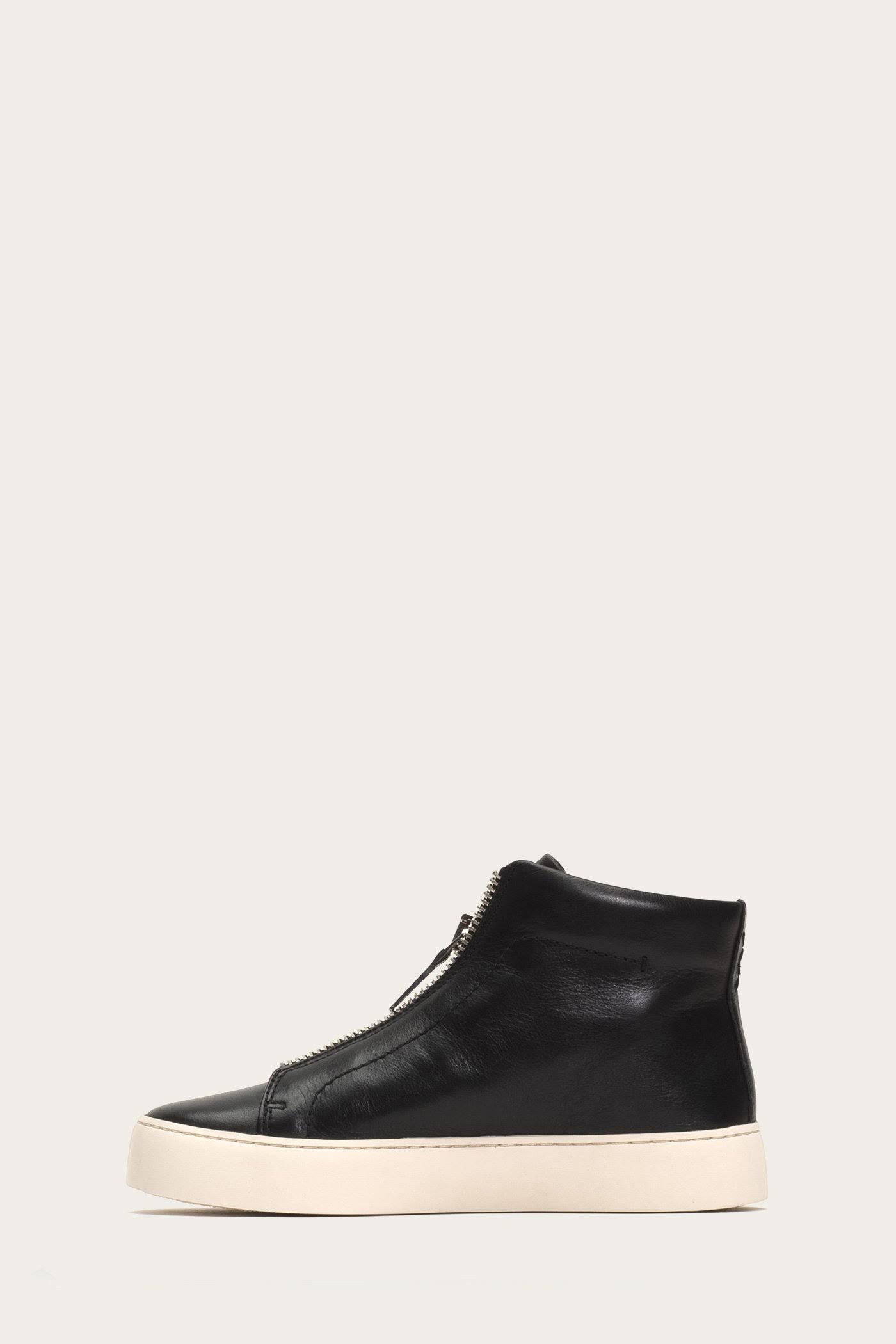 Frye Women's Lena Zip High Top Leather Sneakers - Black - Size 8