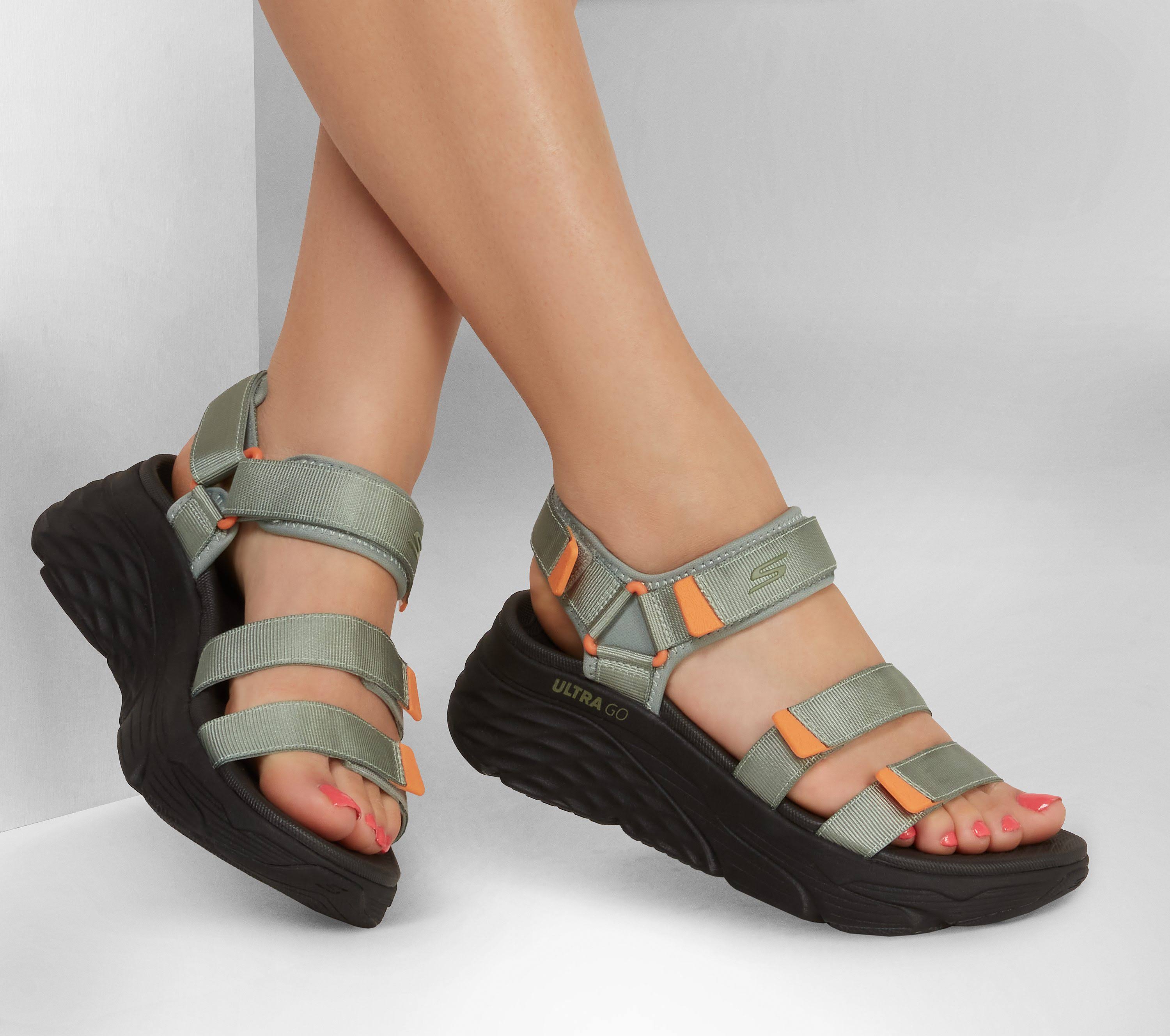 Skechers Women's Max Cushioning - Lured Sandals, Olive, 6.0