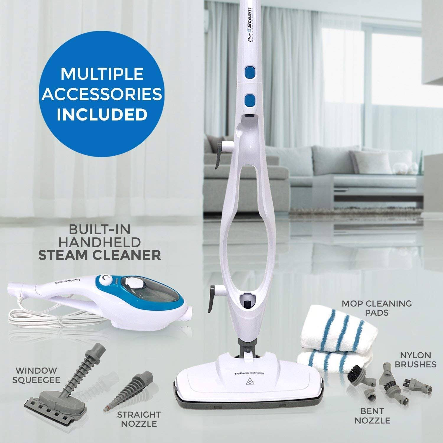 Steam Mop Cleaner 10-in-1 with Convenient Detachable Handheld Unit