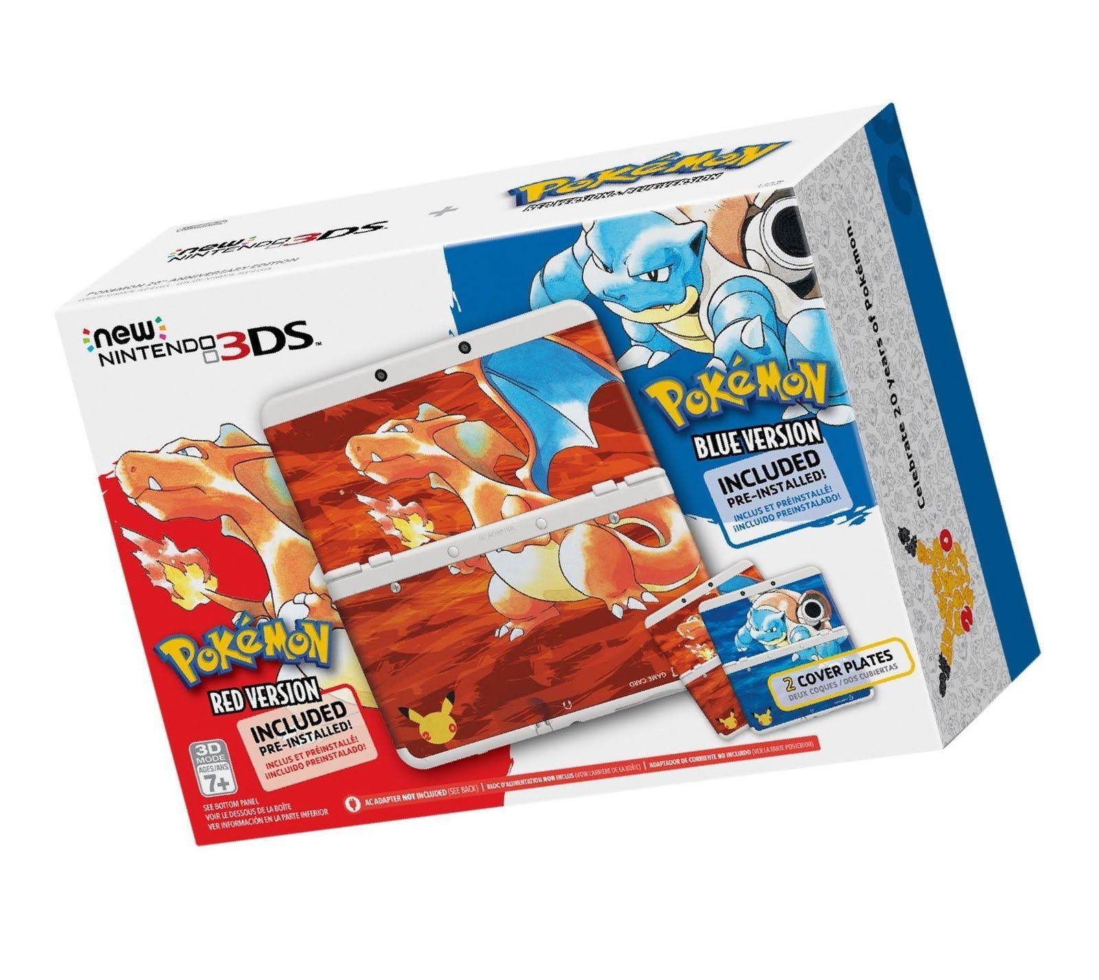 New Nintendo 3DS Pokémon 20th Anniversary Bundle - includes Pokemon Blue Version, Pokemon Red Version
