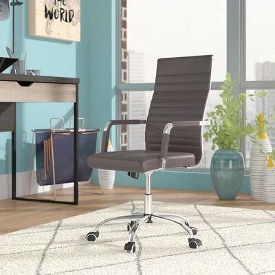 Renda Mid-Back Ribbed Conference Chair Orren Ellis Upholstery Color: Brown