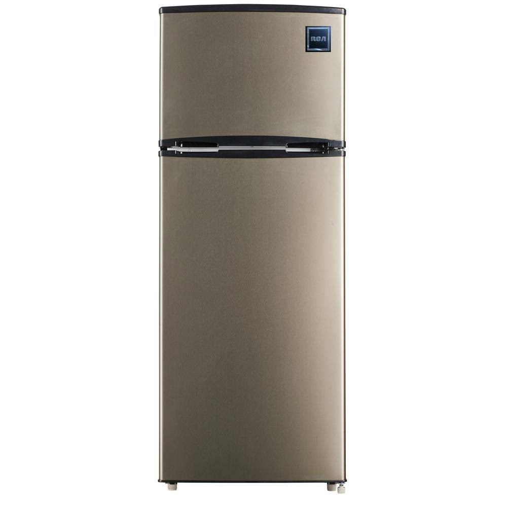 RCA 7.5 Cu. ft. Refrigerator with Top Freezer in Stainless Look RFR725