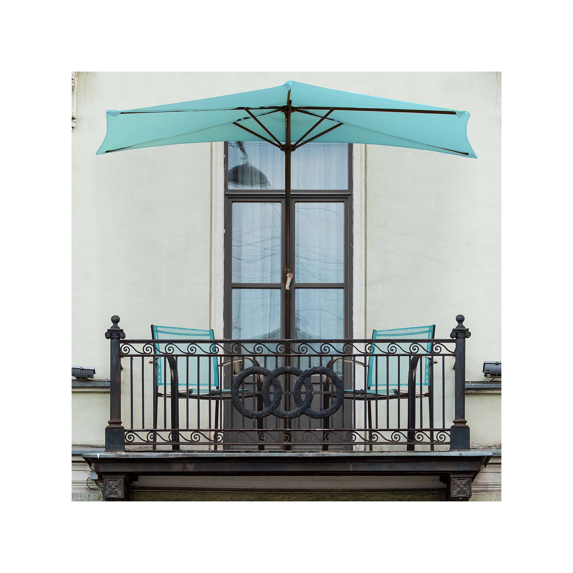 Pure Garden 9& Half Round Patio Umbrella - Blue