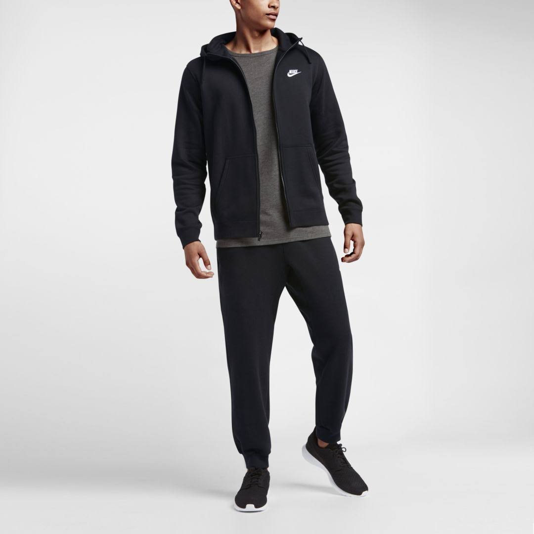 Nike Men's Sportswear Fleece Full-Zip Hoodie - Black/White - L