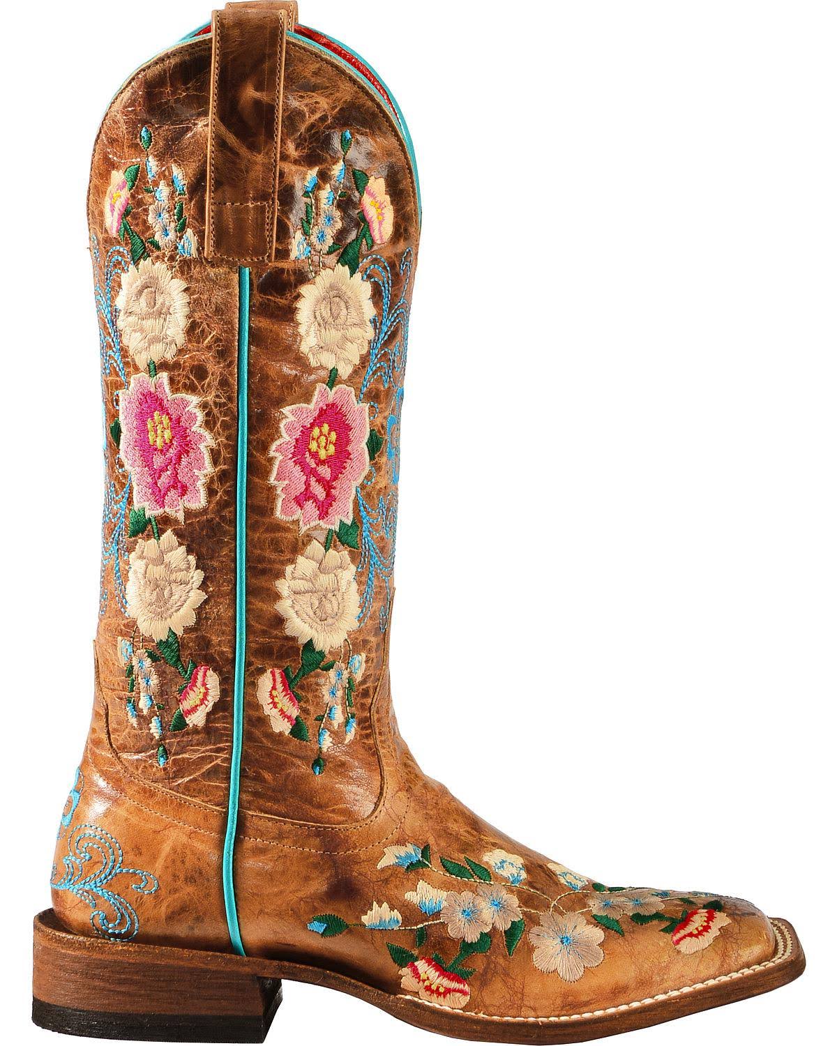 Macie Bean Women's Rose Garden Cowgirl Boots - Square Toe