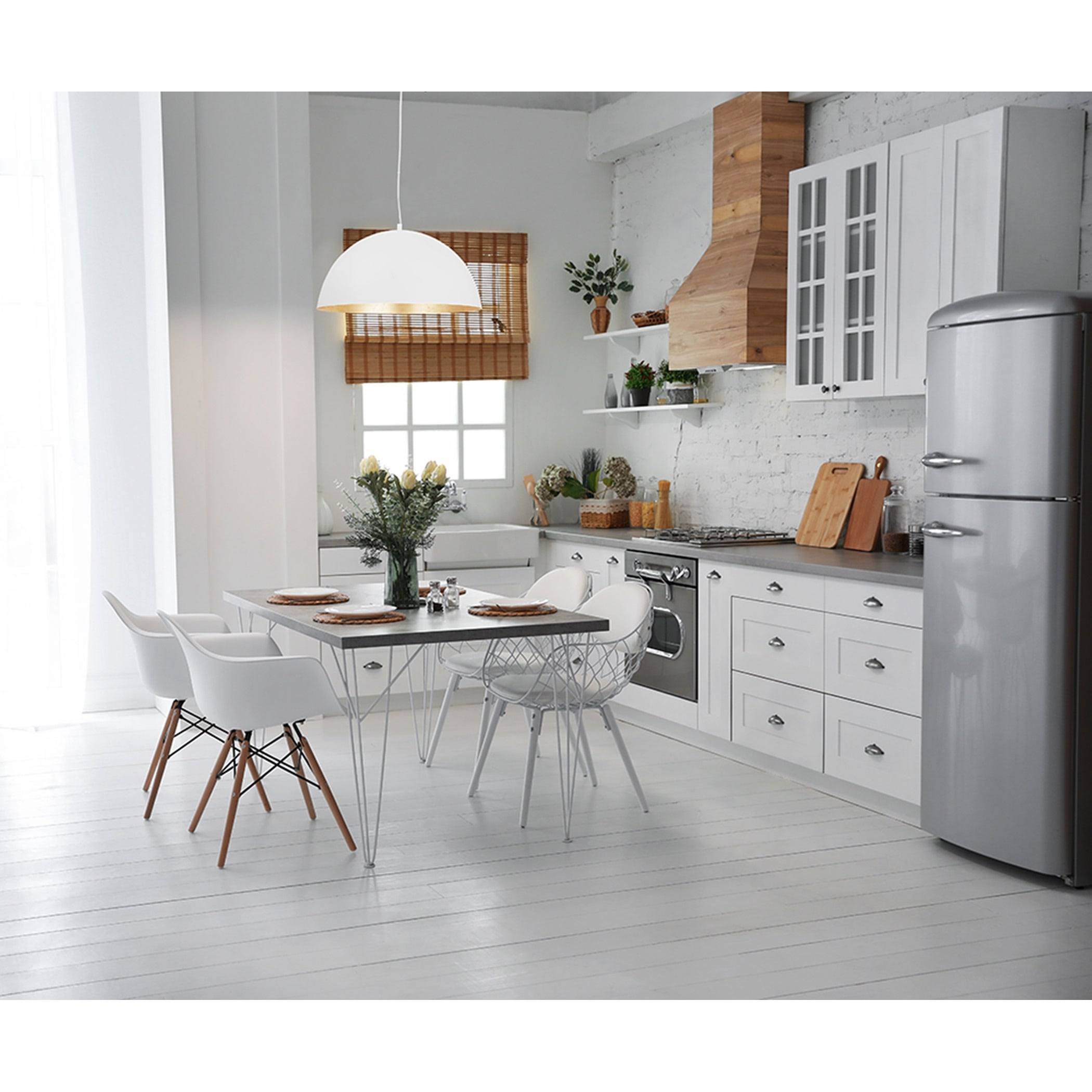 Eglo Rafaelino 1-Light White/Gold Leaf Large Metal Shade Bowl Pendant 204323A