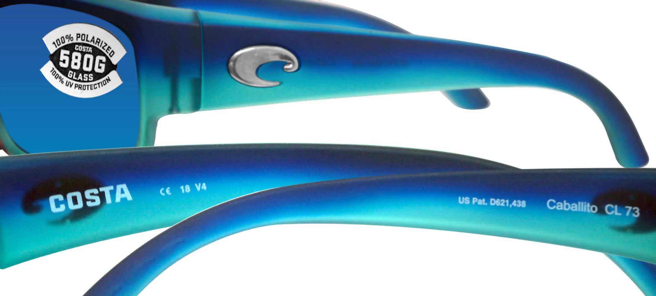 Costa Del Mar Caballito Matte Caribbean Fade Sunglasses Blue Lens 580G